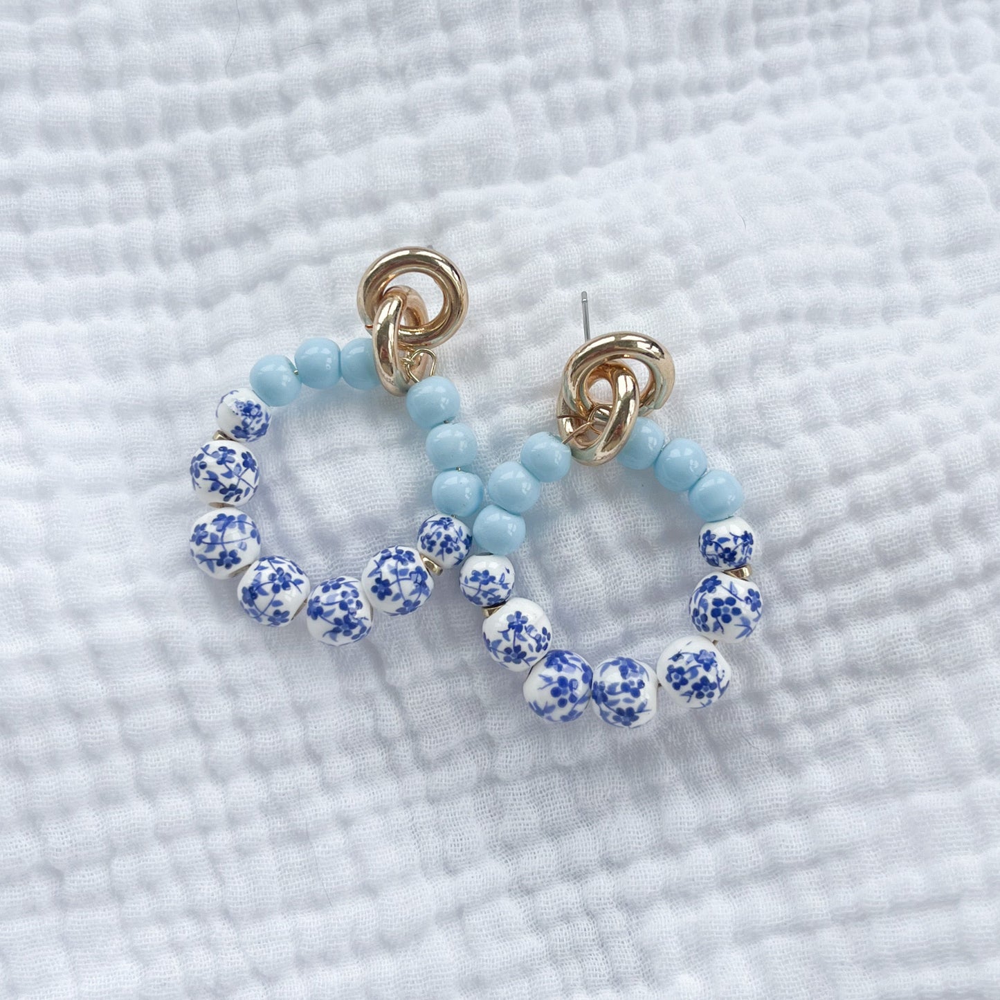 Connecticut Cottage Blue Beaded Earrings