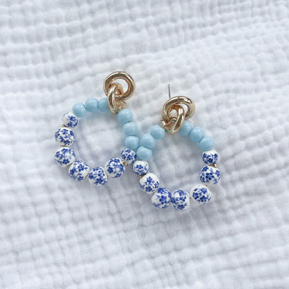 Connecticut Cottage Blue Beaded Earrings