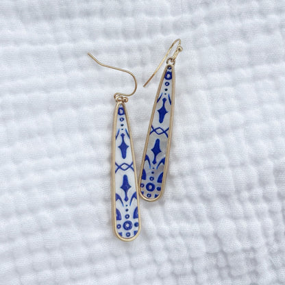 Florida Gulf Blue and Shell Drop Earrings