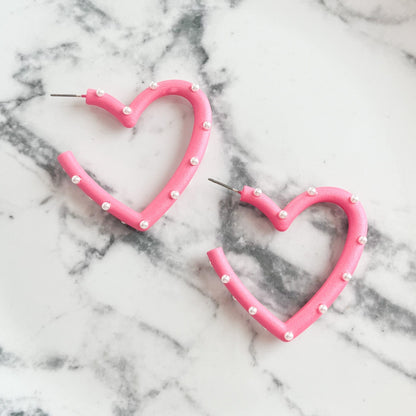 Pink Pearl Hoop Earrings