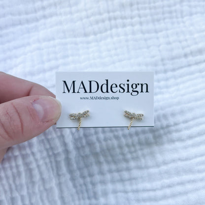 Cubic Zirconia Dragon Fly Stud Earrings