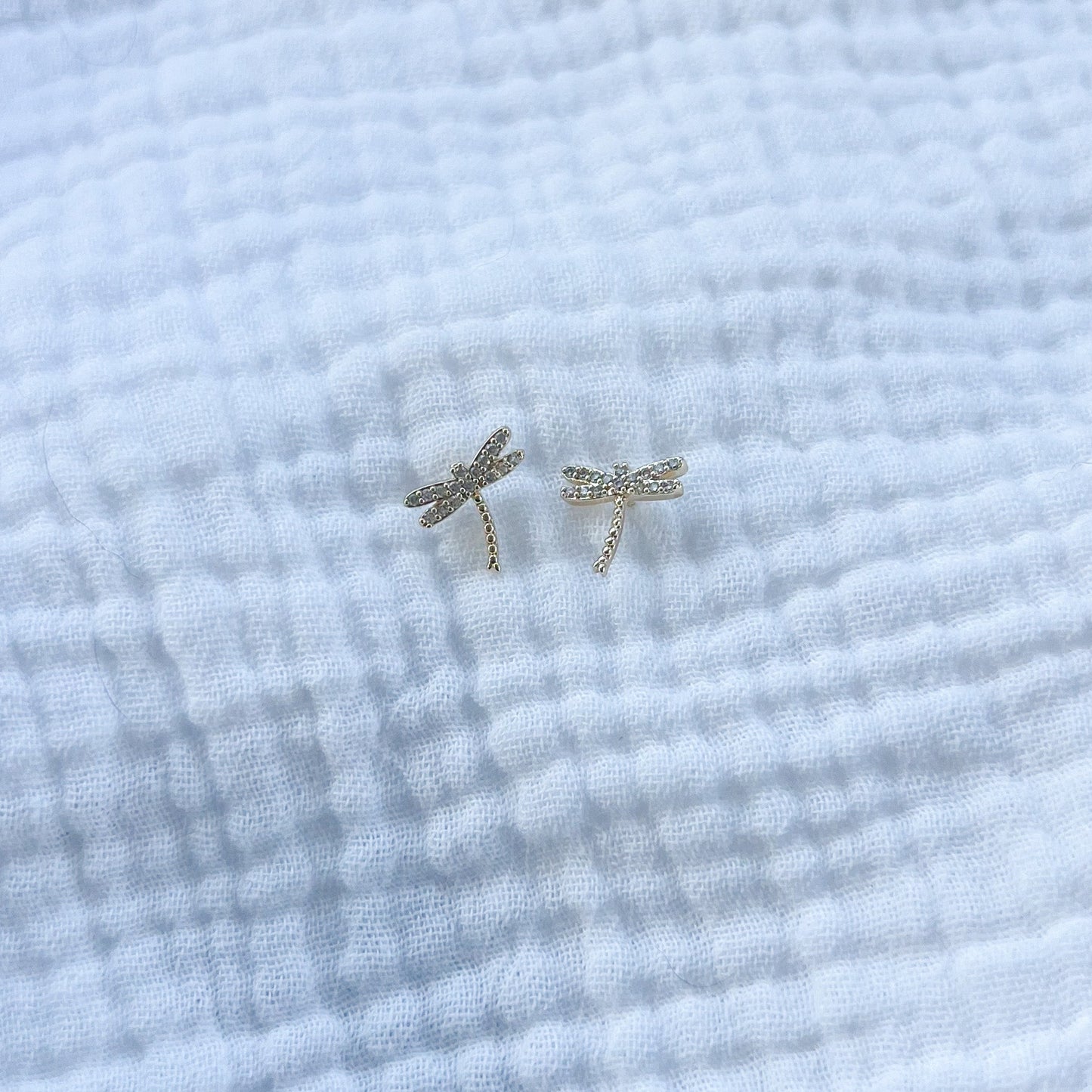 Cubic Zirconia Dragon Fly Stud Earrings