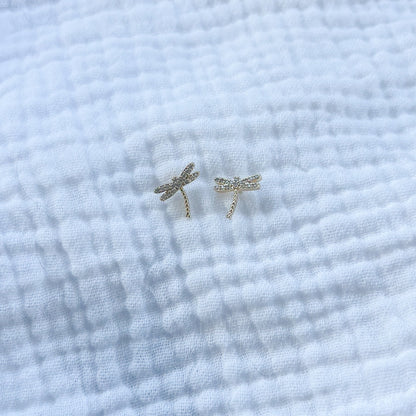 Cubic Zirconia Dragon Fly Stud Earrings