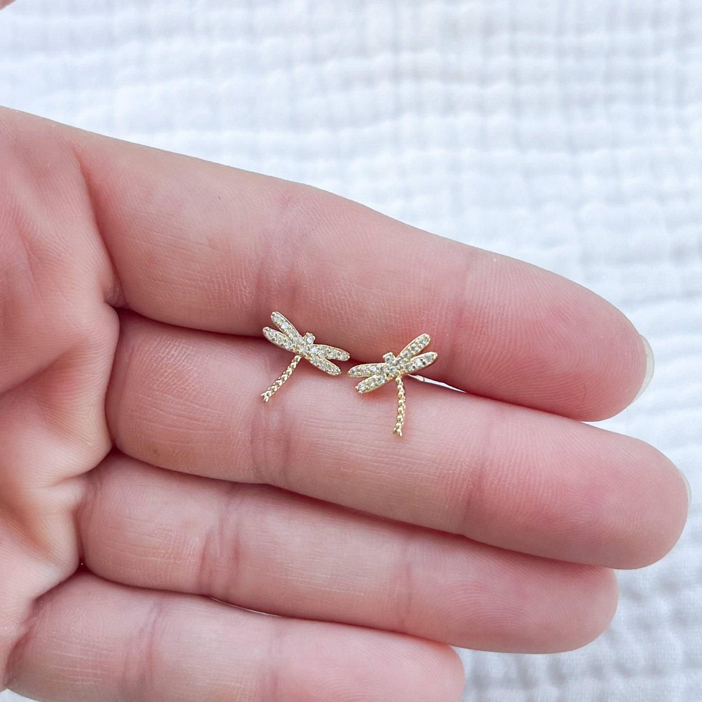 Cubic Zirconia Dragon Fly Stud Earrings