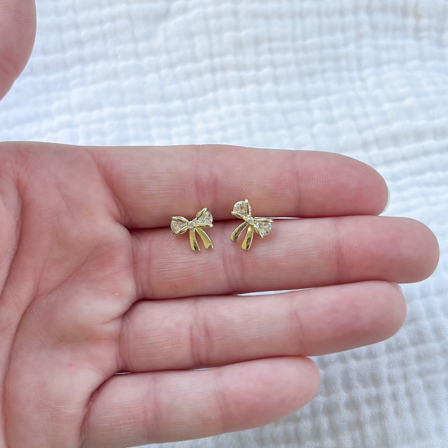 Cubic Zirconia Bow Stud Earrings