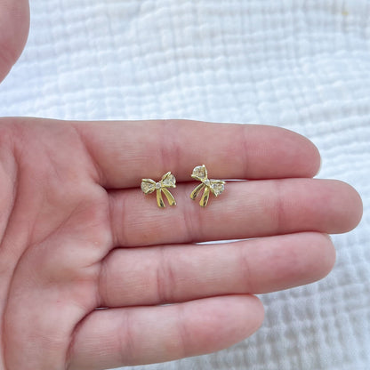 Cubic Zirconia Bow Stud Earrings