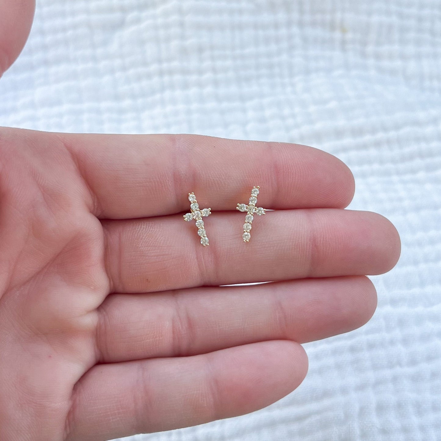 Cubic Zirconia Cross Earrings