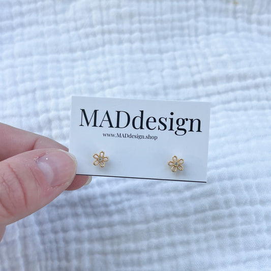 Cubic Zirconia Dainty Daisy Earrings