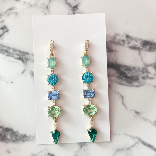 Blue Springtime Crystal Drop Earrings