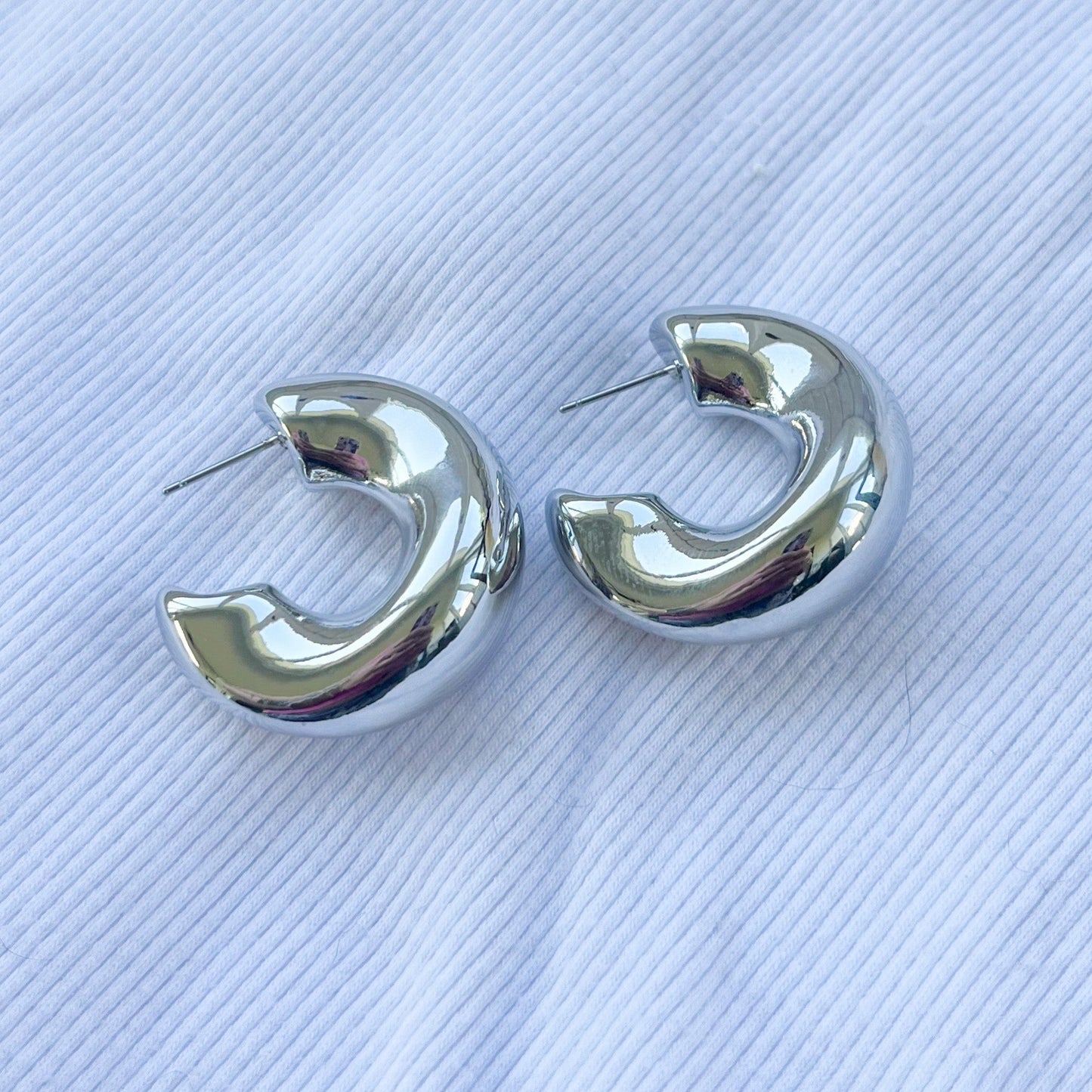 Scotland Large Silver Chunky Hoop Earrings