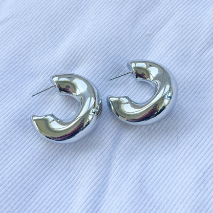 Scotland Large Silver Chunky Hoop Earrings