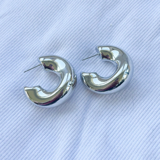 Scotland Large Silver Chunky Hoop Earrings