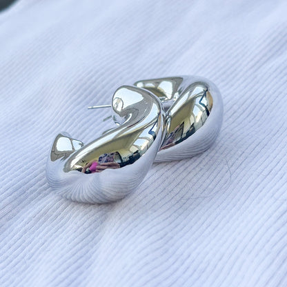 Scotland Large Silver Chunky Hoop Earrings