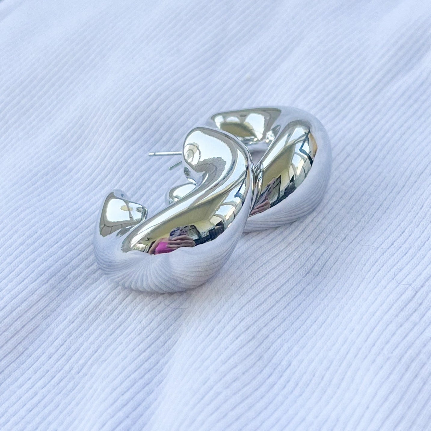 Scotland Large Silver Chunky Hoop Earrings