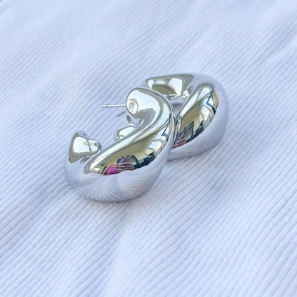 Scotland Large Silver Chunky Hoop Earrings