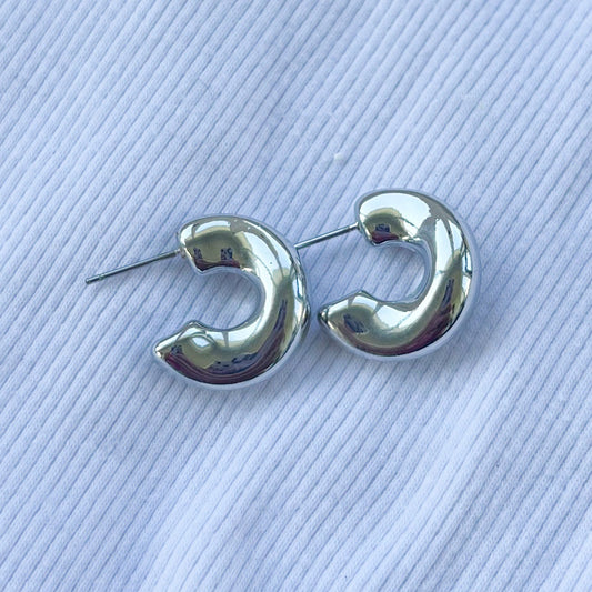 Scotland Small Silver Chunky Hoop Earrings