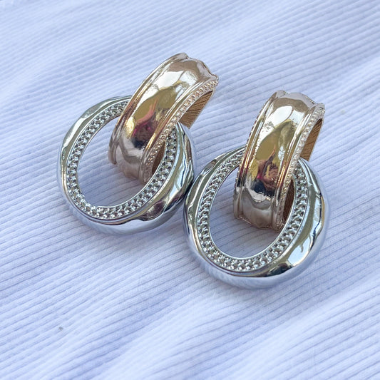 Maldives Two Tone Statement Stud Earrings