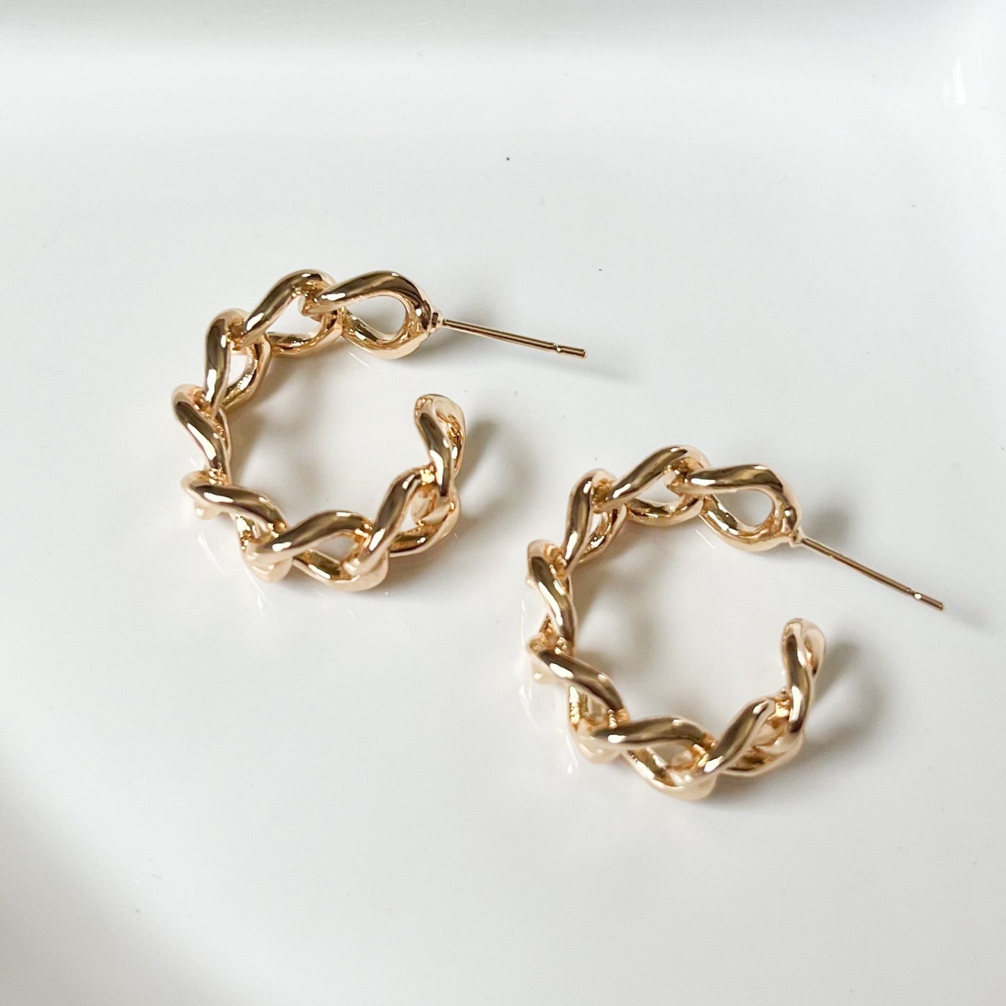 Gold Chain Link Hoop Earrings