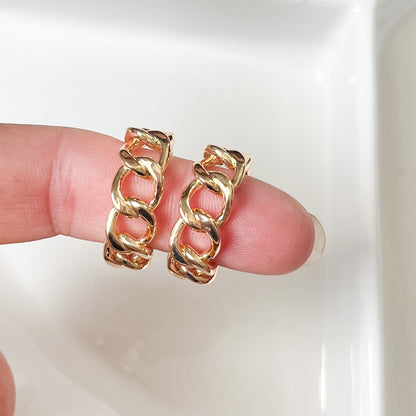 Gold Chain Link Hoop Earrings