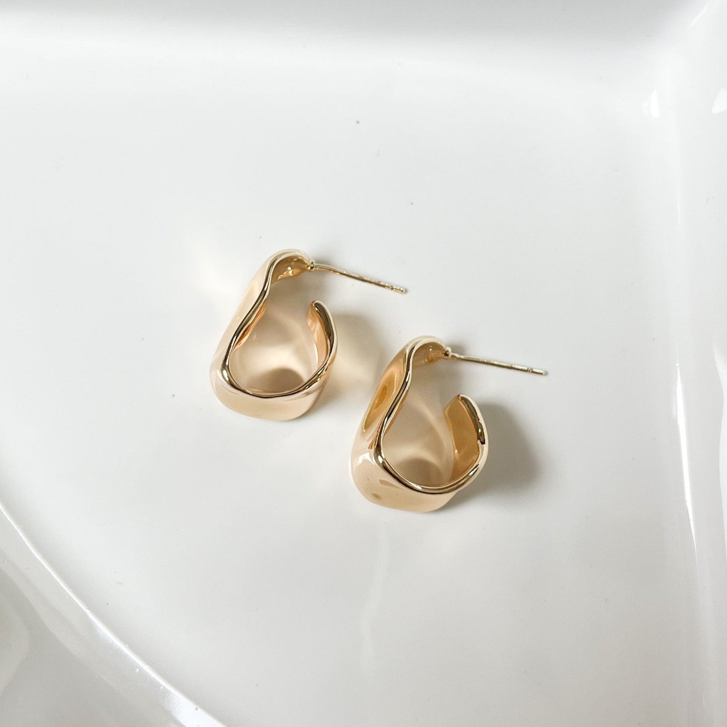 Brilliance Gold Chunky Fold Hoop Earrings