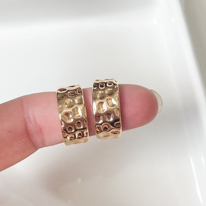 Golden Ray Hammered Hoop Earrings