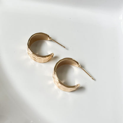 Golden Ray Hammered Hoop Earrings