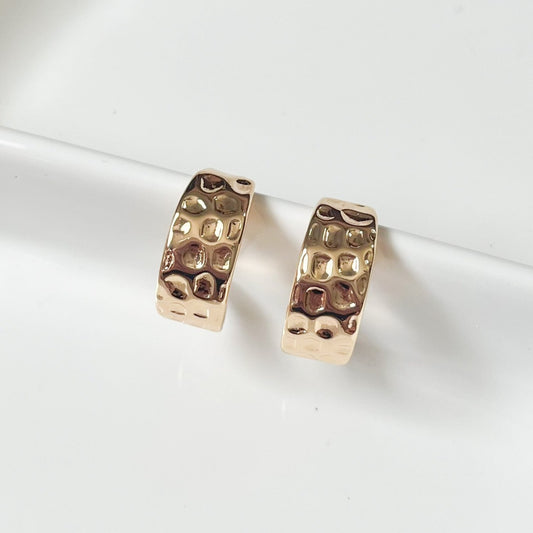 Golden Ray Hammered Hoop Earrings