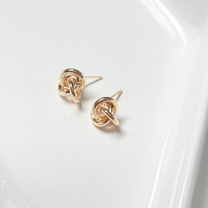Minimalist Gold Knotted Stud Earrings