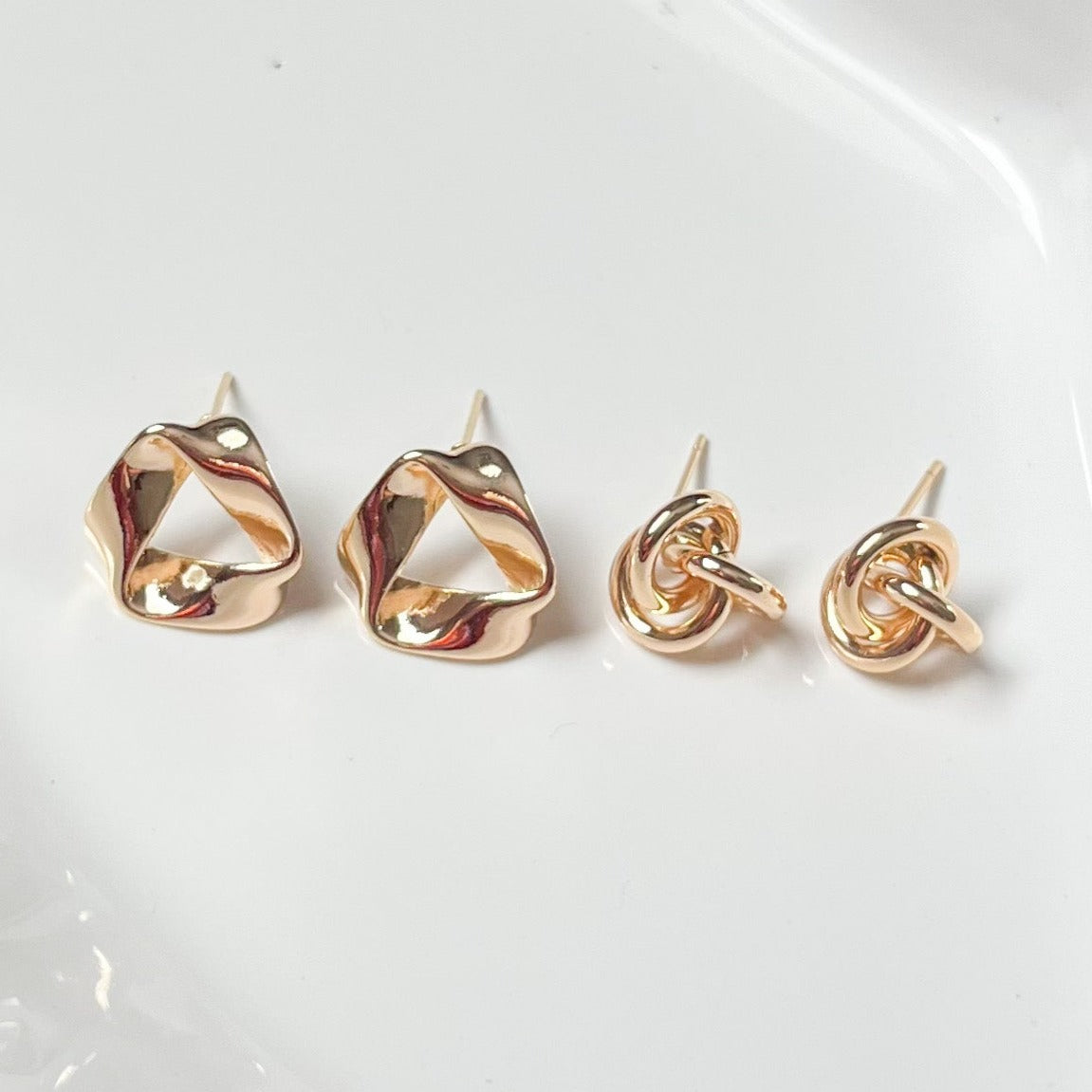Minimalist Gold Knotted Stud Earrings