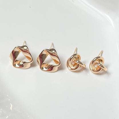 Minimalist Gold Knotted Stud Earrings