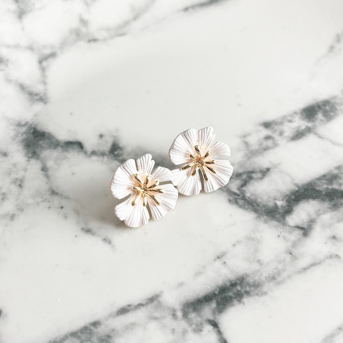 Sunkissed White Flower Stud Earrings