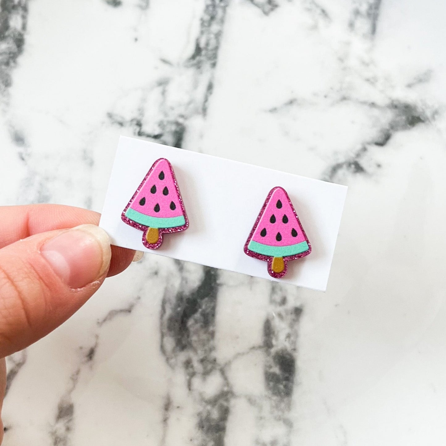 Pink Watermelon Stud Earrings
