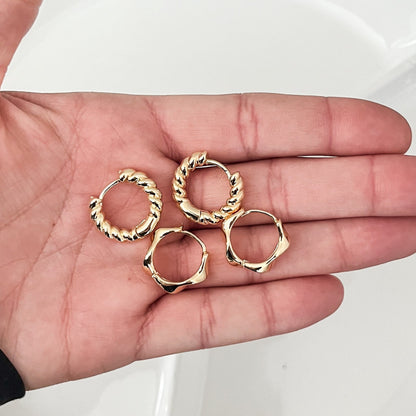 Golden Sunrise Little Twisted Hoop Earrings