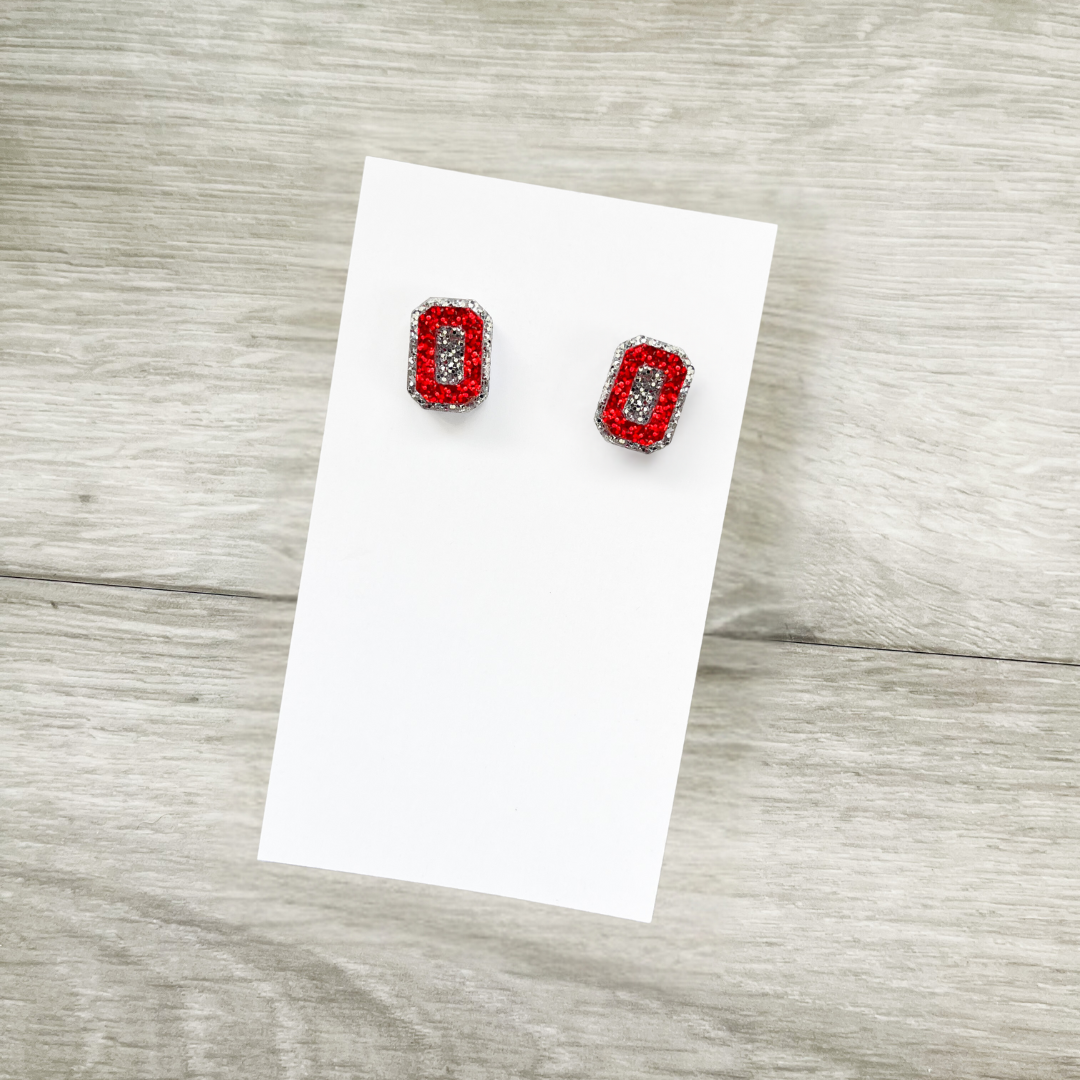 Glitter Block "O" Stud Earrings