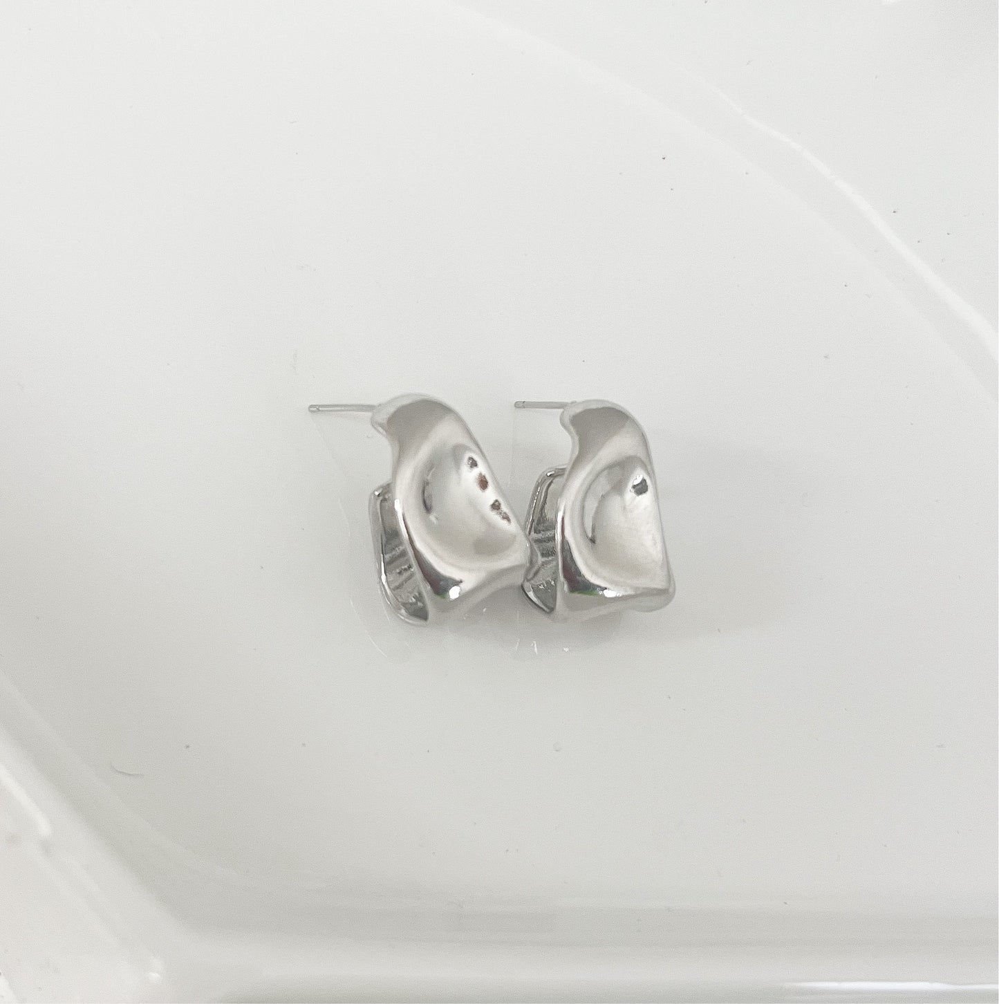 Brilliance Silver Chunky Fold Hoop Earrings