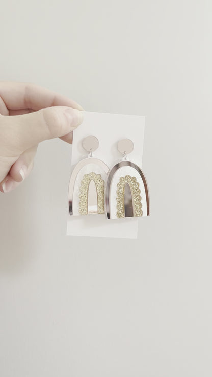 Pink Mirror Rainbow Statement Earrings