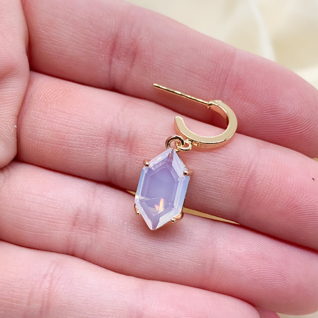 Crystal Opal Huggie Hoop Earrings