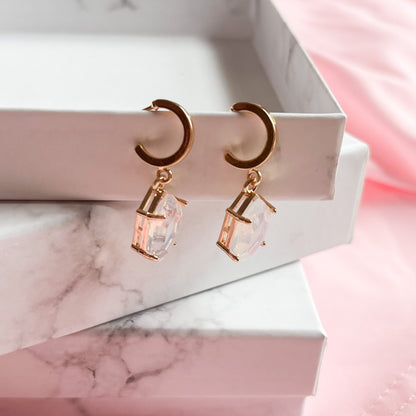 Crystal Opal Huggie Hoop Earrings