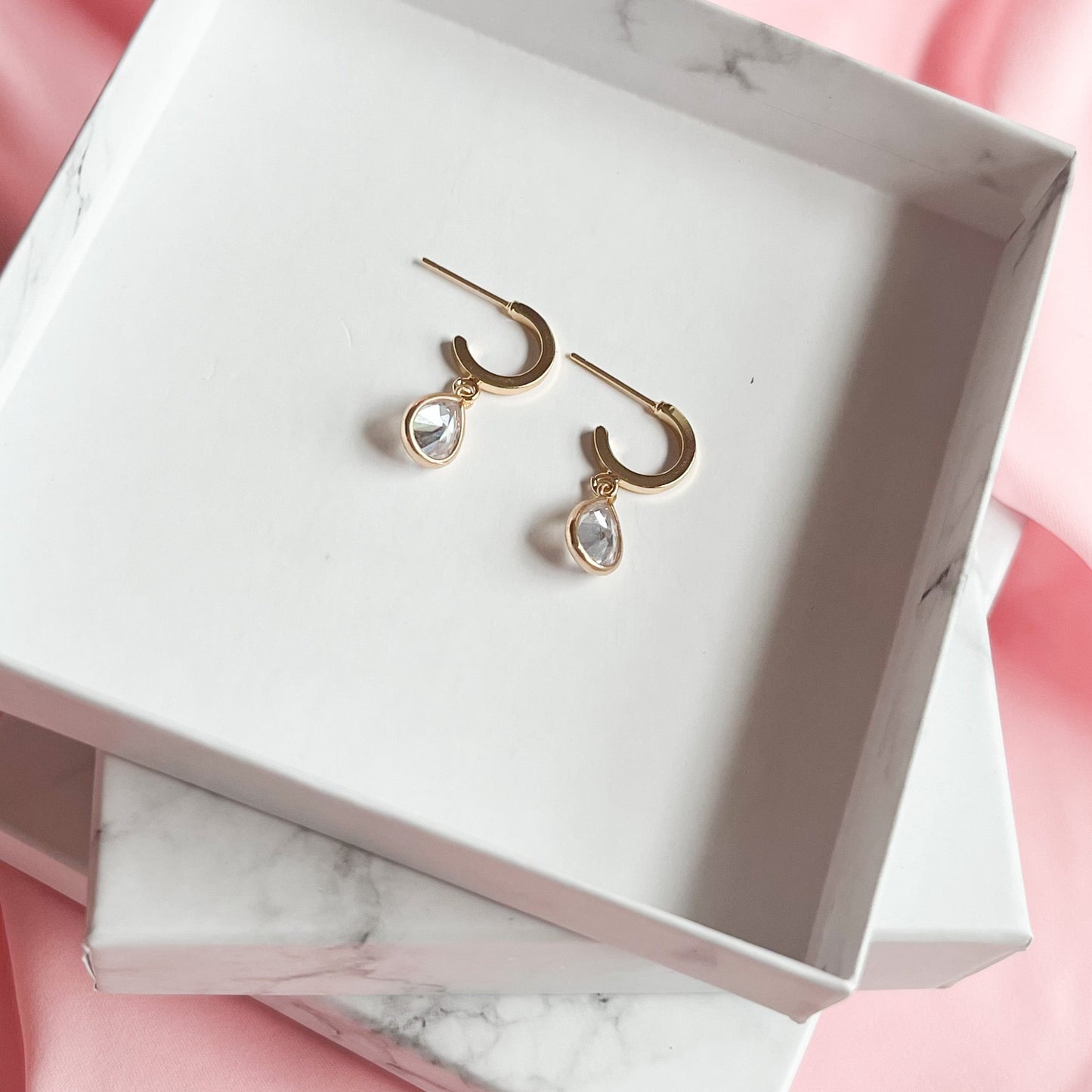 Gold Tiny Crystal Huggie Hoops