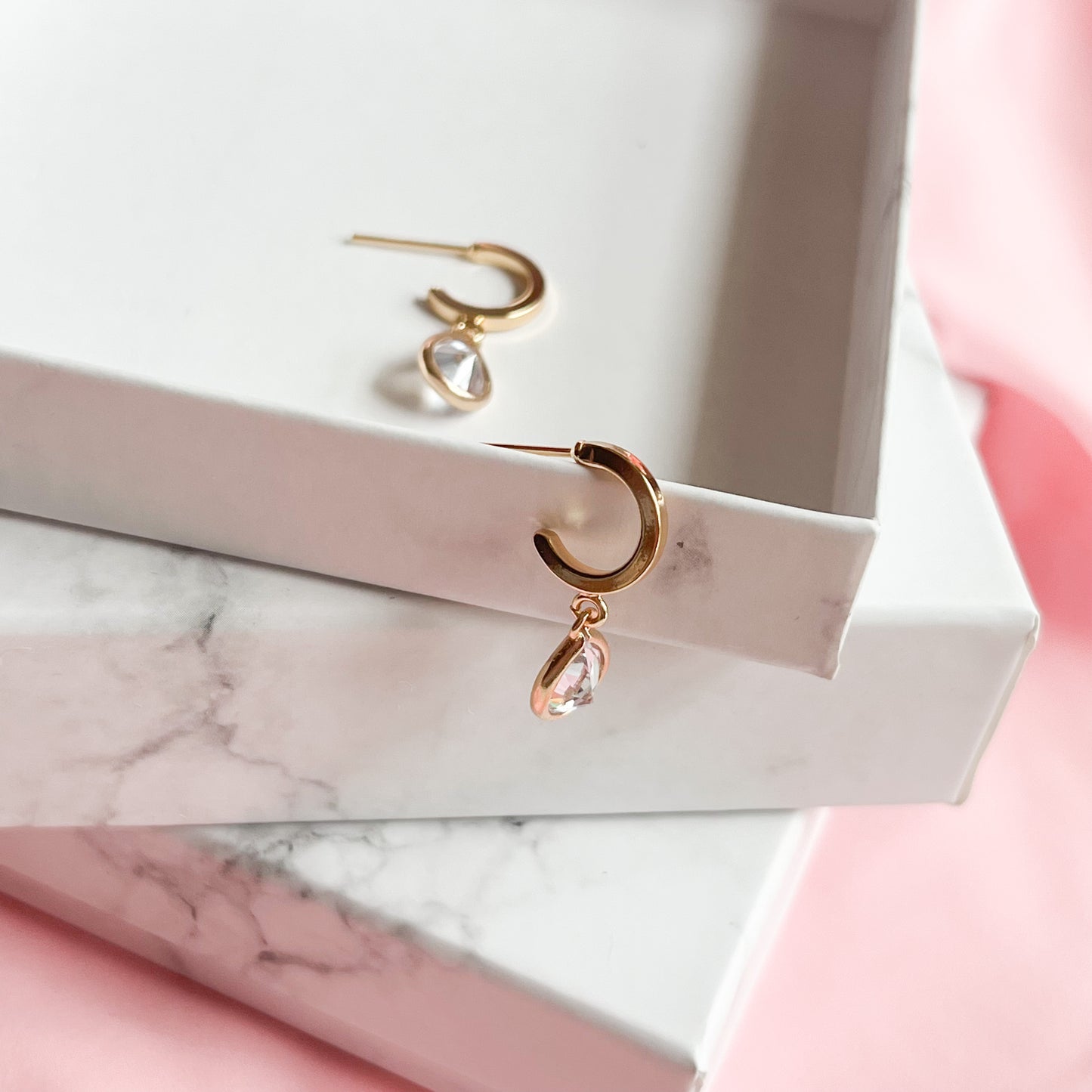 Gold Tiny Crystal Huggie Hoops