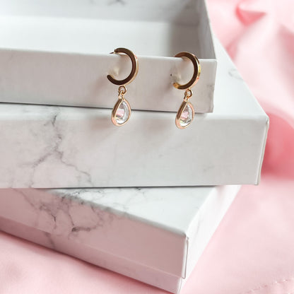 Gold Tiny Crystal Huggie Hoops