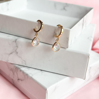 Gold Tiny Crystal Huggie Hoops