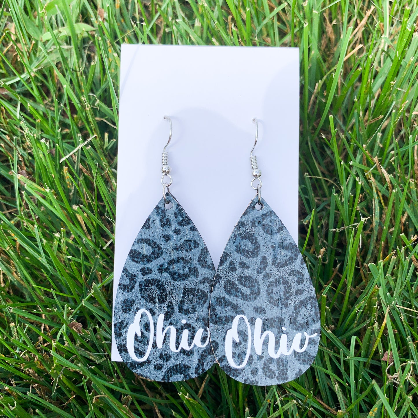 Leopard Ohio Genuine Leather Cork Earrings