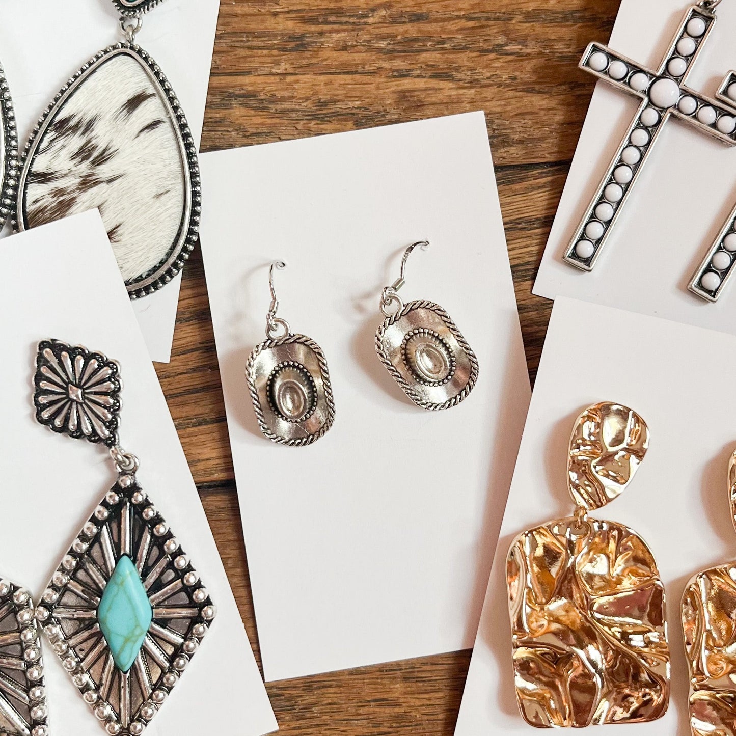 Antique Silver Cowboy Hat Earrings