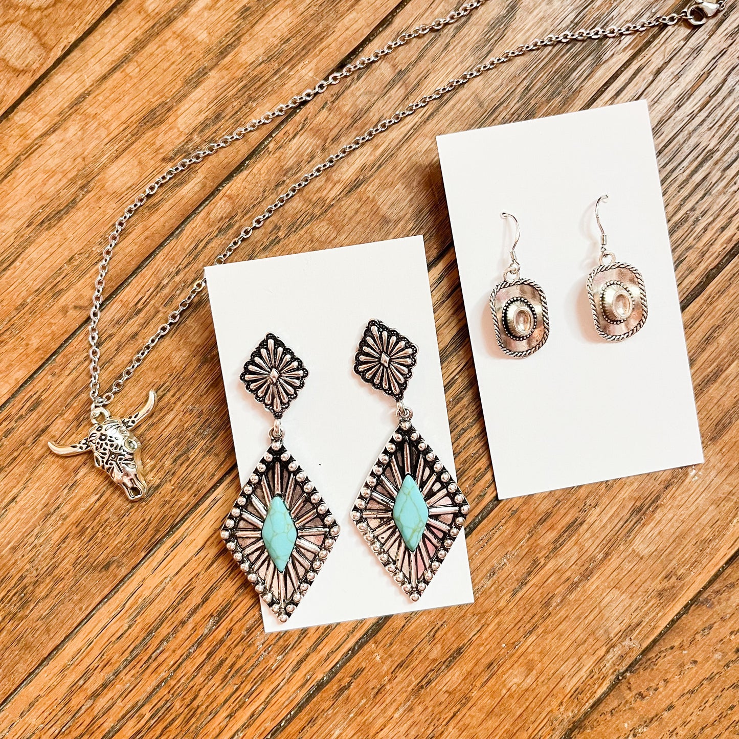 Antique Silver Cowboy Hat Earrings