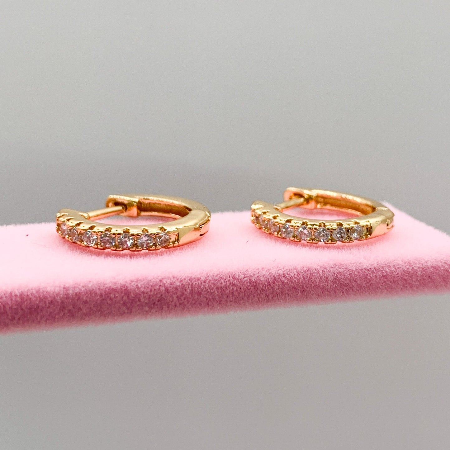 Gold Diamond Huggie Hoop Earrings