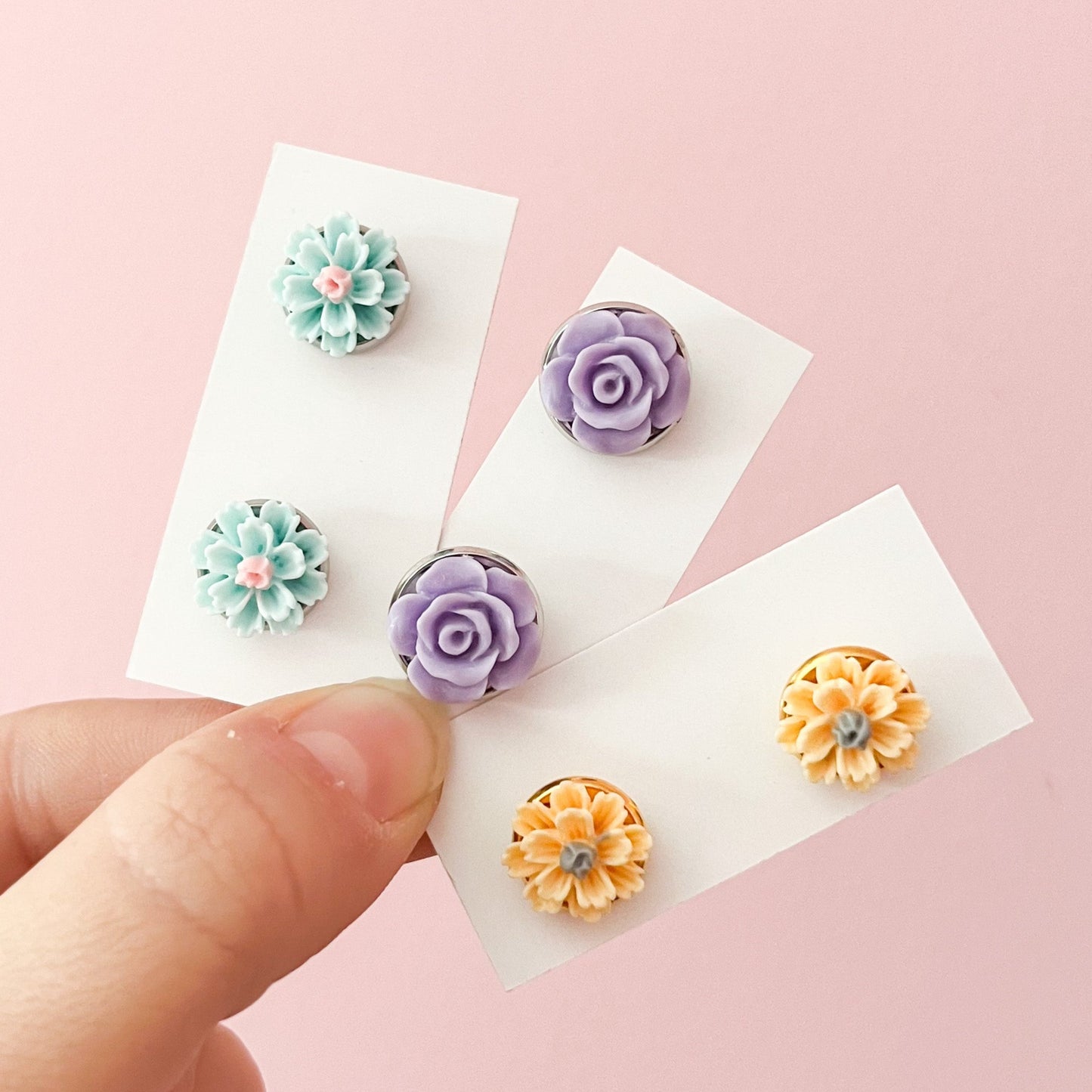 Purple Rose Stud Earrings