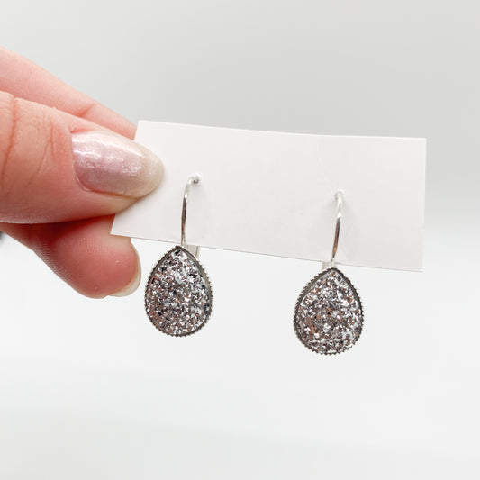 Silver Teardrop Drop Earrings