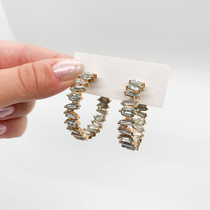 Golden Diamond Hoop Earrings