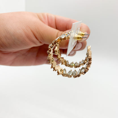 Golden Diamond Hoop Earrings